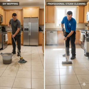 Comparison of DIY mopping versus professional tile and grout cleaning.