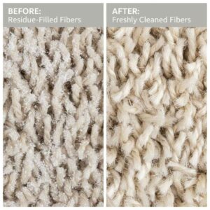 Harmful commercial carpet powder buildup that damages fibers and vacuums.