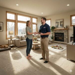 Satisfied customer after professional carpet cleaning in Ames Iowa by A-1 Carpet Cleaning