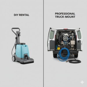 DIY rental carpet cleaner compared to professional truck-mounted carpet cleaning equipment