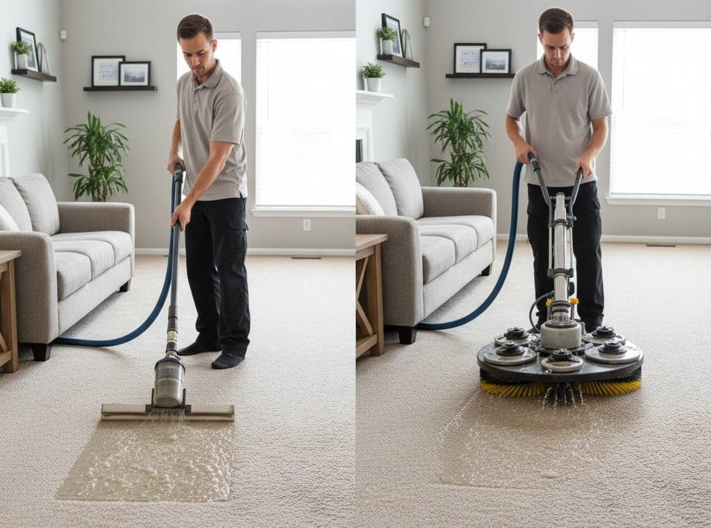 Rotovac rotary carpet cleaning vs manual wand cleaning in Ames Iowa