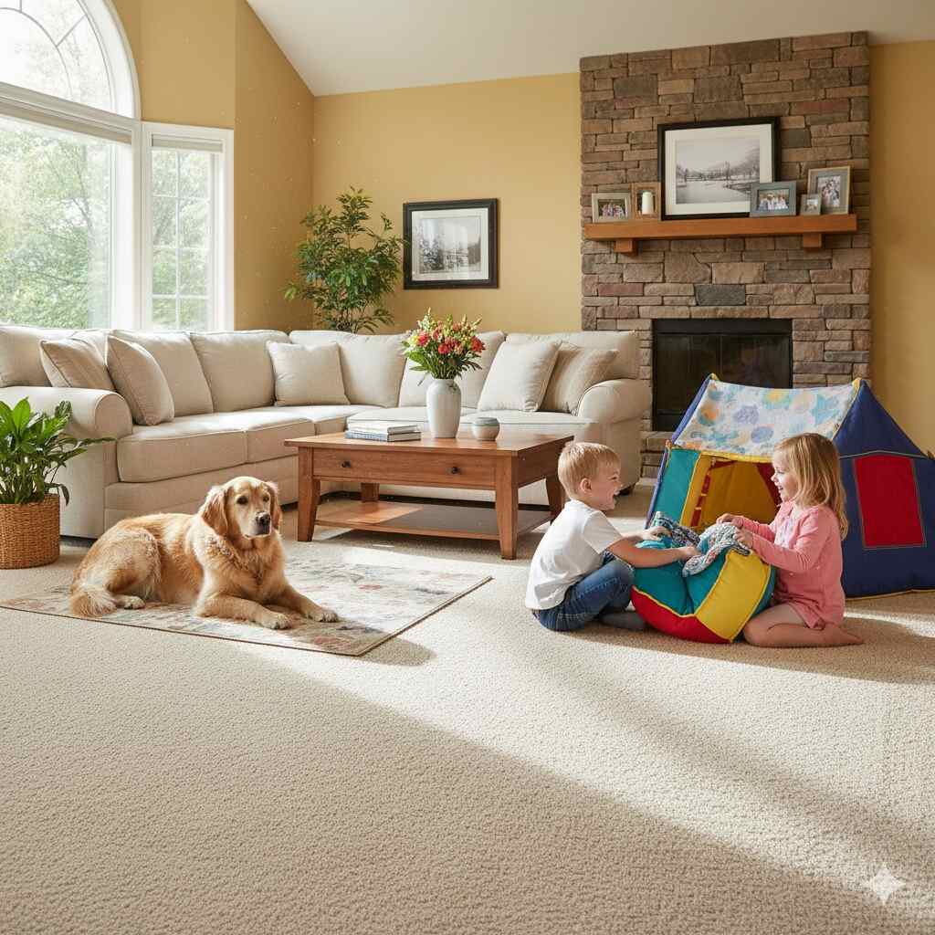 Scotchgard carpet protection for homes with kids and pets in Ames Iowa