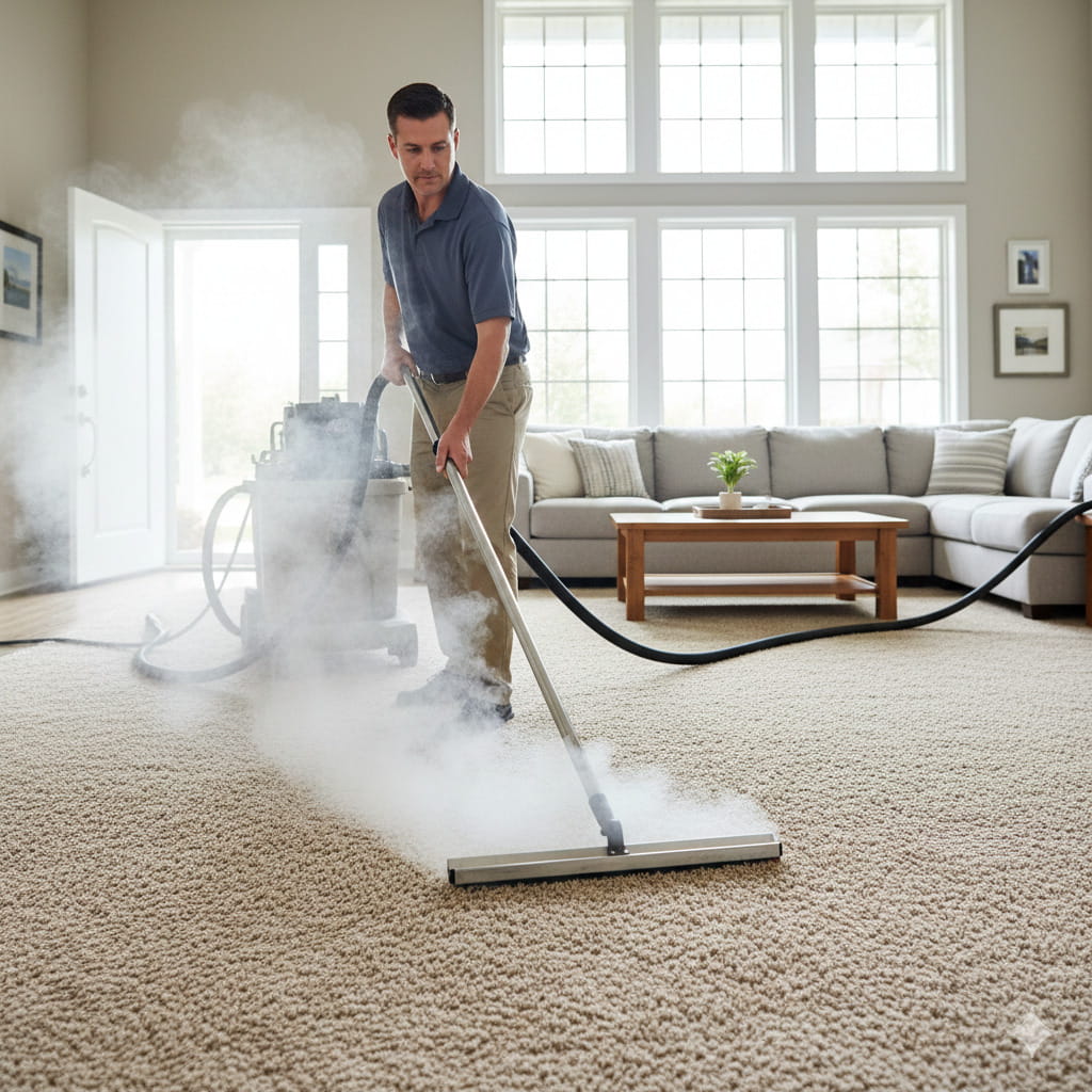 Professional steam cleaning kills dust mites and allergens in Ames Iowa carpets