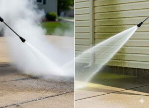Difference between power washing with heated water and pressure washing with cold water
