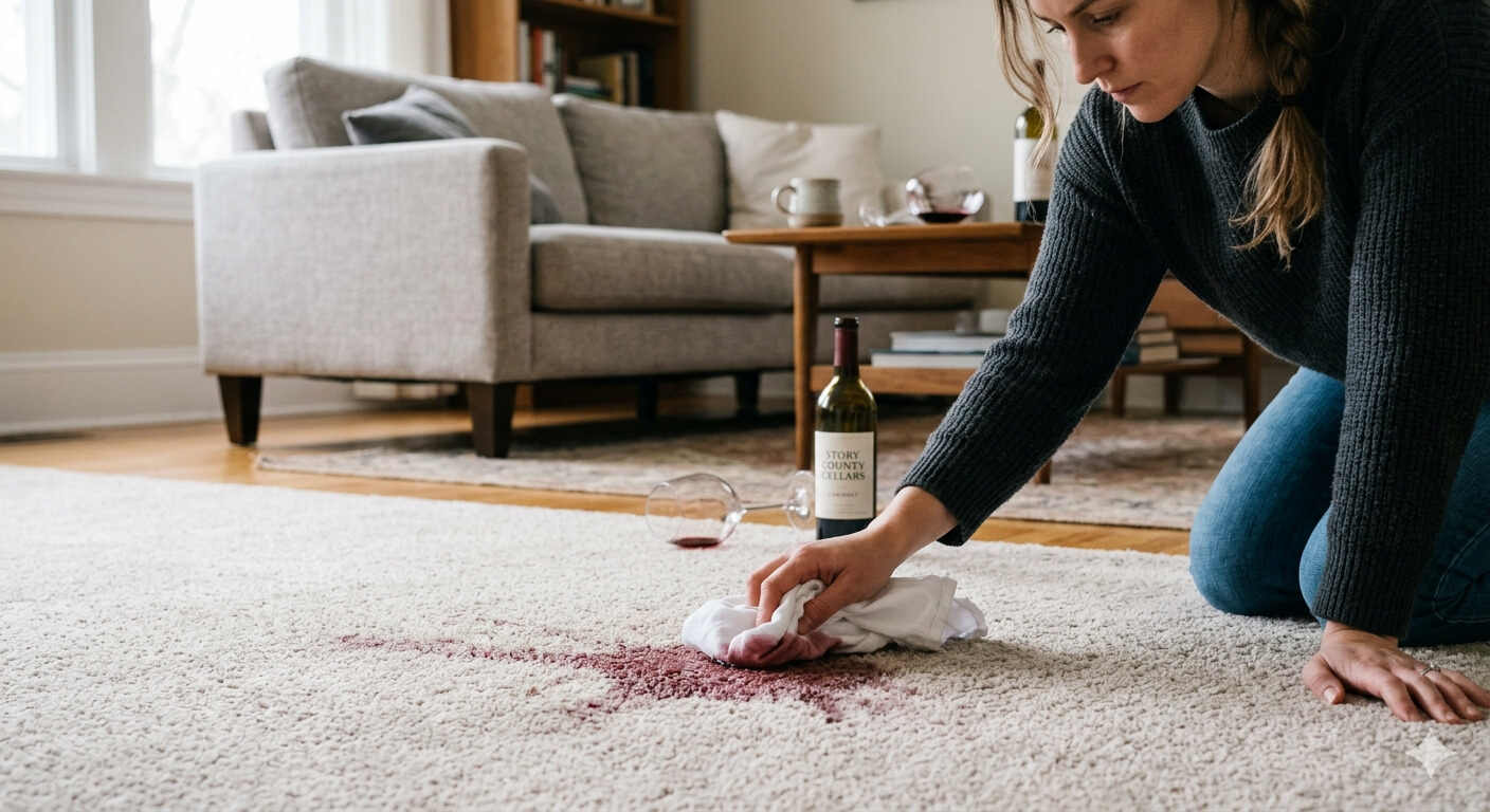 How to remove red wine stains from carpet using proper blotting technique