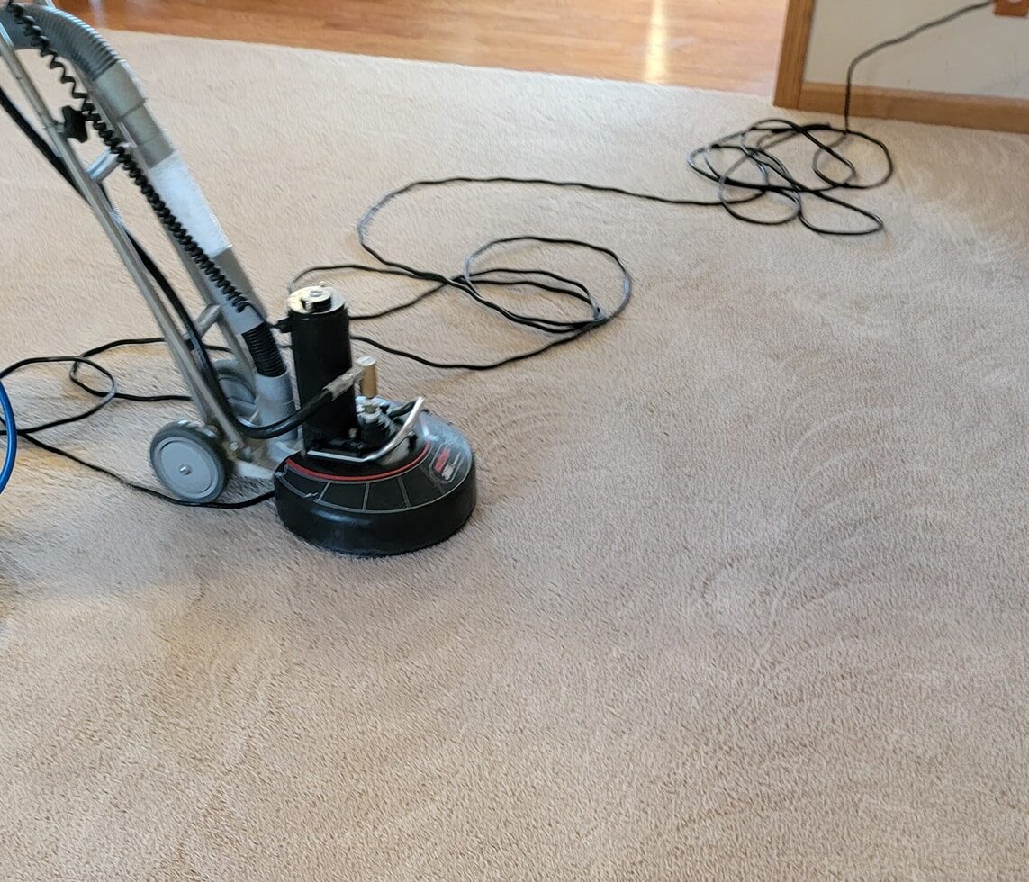 Spring carpet cleaning in Ames Iowa showing winter salt damage and entryway stains