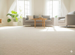 Clean carpet drying quickly with open windows during spring in Ames Iowa