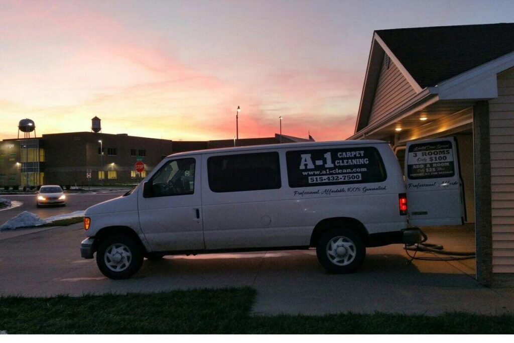 A-1 Carpet Cleaning service van in Ames, Iowa