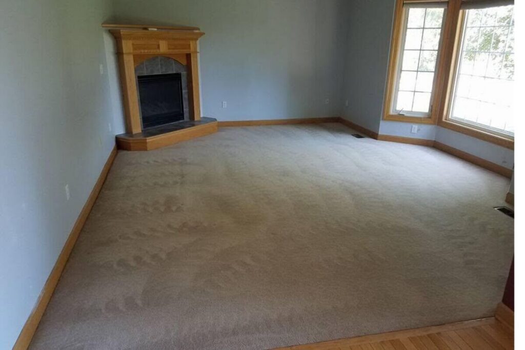 Clean living room carpet after professional cleaning in Ames, Iowa